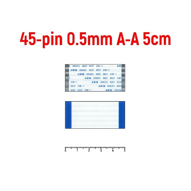 картинка Шлейф FFC 45-pin Шаг 0.5mm Длина 5cm Прямой A-A AWM 20624 80C 60V VW-1
