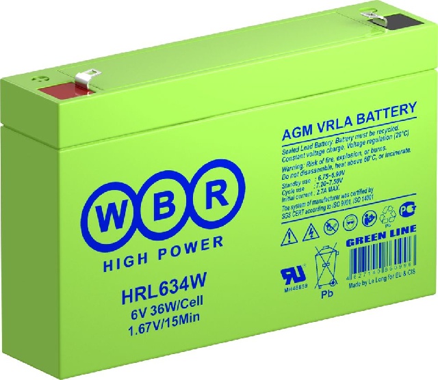 картинка Батарея WBR HRL634W (6 В, 9а/ч) 